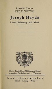 Cover of: Joseph Haydn: Leben, Bedeutung und Werk