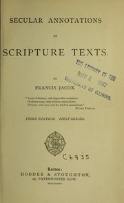 Cover of: Secular annotations on Scripture texts by Francis Jacox