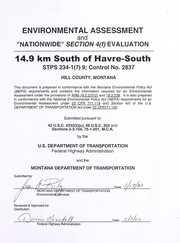 Cover of: Environmental assessment and "nationwide" section 4(f) evaluation 14.9 km south of Havre-South: STPS 234-1(7)9; Control No. 2837, Hill County, Montana