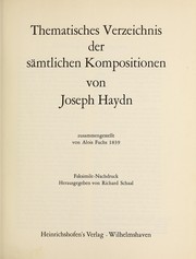 Cover of: Thematisches Verzeichnis der sämtlichen Kompositionen von Joseph Haydn by Aloys Fuchs