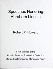 Cover of: Speeches honoring Abraham Lincoln: Robert P. Howard