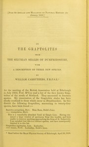 Cover of: On the graptolites from the Silurian shales of Dumfriesshire, with a description of three new species by William Carruthers