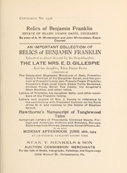 Cover of: Relics of Benjamin Franklin