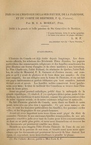 Cover of: Précis de l'histoire de la seigneurie, de la paroisse, et du comté de Berthier, P. Q., (Canada) by Stanislas Albert Moreau