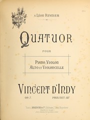 Cover of: Quatuor pour piano, violon, alto et violoncelle, op. 7
