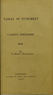 Tables of nutriment in various dietaries, 1854