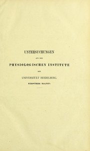 Cover of: Untersuchungen aus dem Physiologischen Institut der Universit©Þt Heidelberg