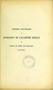 Cover of: Centieme anniversaire de fondation, (1772-1872)