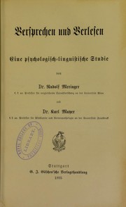 Cover of: Versprechen und Verlesen : eine psychologisch-linguistische Studie by Mayer, Carl, Rudolf Meringer