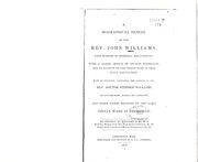 Cover of: A biographical memoir of the Rev. John Williams: first minister of Deerfield, Massachusetts.