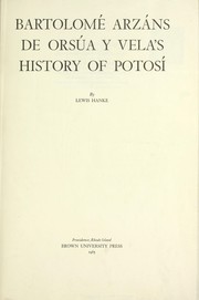 Cover of: Bartolomé Arzáns de Orsúa y Vela's History of Potosí