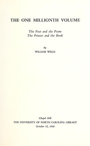 Cover of: The one millionth volume by William Smith Wells