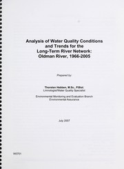 Cover of: Analysis of water quality conditions and trends for the long-term river network: Oldman River, 1966-2005