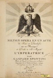 Cover of: Milton: opéra en un acte, de Joui et Dieulafoi