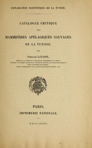 Cover of: Catalogue critique des mammife  res ape lagiques sauvages de la Tunisie by Fernand Lataste