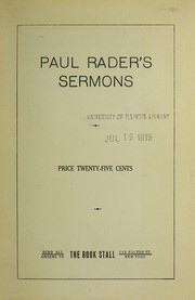Cover of: Paul Rader's sermons.