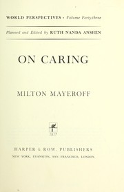 Cover of: On caring.