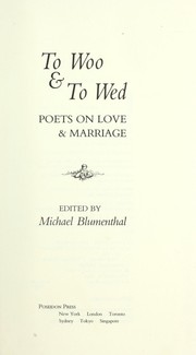 Cover of: To Woo and to Wed by Michael Blumenthal