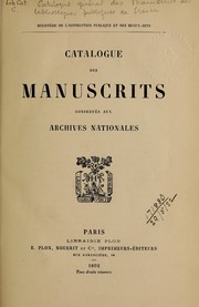 Cover of: Catalogue des manuscrits conserve s aux Archives nationales