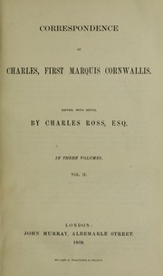 Cover of: Correspondence of Charles, first Marquis Cornwallis. by Cornwallis, Charles Cornwallis Marquis