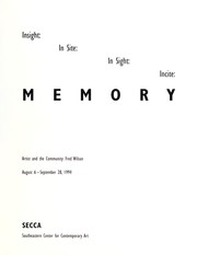 Cover of: Memory: insight--in site--in sight--incite : artist and the community--Fred Wilson : August 6-September 28, 1994.