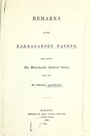 Remarks on the Narraganset patent by Thomas Aspinwall