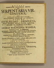 Cover of: Dissertatio inauguralis medica de serpentaria Virginiaea by Georg Wolffgang Wedel