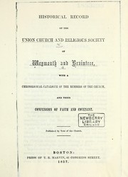 Cover of: Historical record of the Union church and religious society of Weymouth and Braintree by 