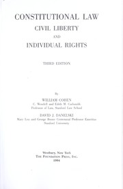 Cover of: Constitutional law by Cohen, William