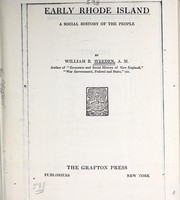 Cover of: Early Rhode Island: a social history of the people