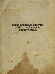 Cover of: Biblia cum tabula: nuper impressa & cum summariis noviter editis