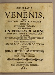 Cover of: Dissertatio de venenis by Bernhard Albinus