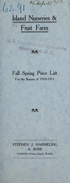 Cover of: Fall and spring price list for the season of 1910-1911 | Island Nurseries and Fruit Farm