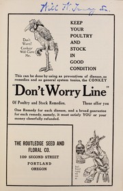 Cover of: Keep your poultry and stock in good condition by Routledge Seed & Floral Co