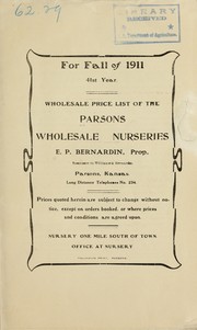 Cover of: Wholesale price list of the Parsons Wholesale Nurseries by Parsons Wholesale Nurseries, Parsons Wholesale Nurseries