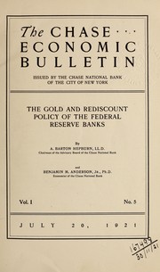 Cover of: The gold and rediscount policy of the federal reserve banks.