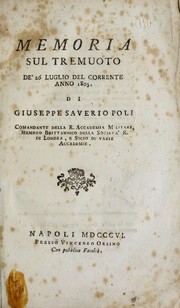 Cover of: Memoria sul tremuoto de' 26 luglio del corrente anno 1805