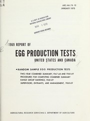 Cover of: 1969 report of egg production tests by United States. Agricultural Research Service