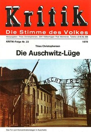 Cover of: Die Auschwitz-Lüge: Ein Erlebnisbericht von Thies Christophersen