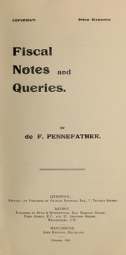 Cover of: Fiscal notes and queries by Pennefather Sir John de Fonblanque