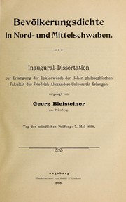 Cover of: BevÃ¶lkerungsdichte in Nord- und Mittelschwaben