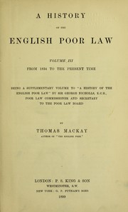 Cover of: A history of the English poor law ...