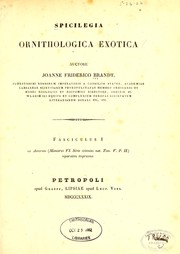 Spicilegia ornithologica exotica by Johann Friedrich Brandt