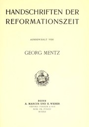 Cover of: Handschriften der Reformationszeit