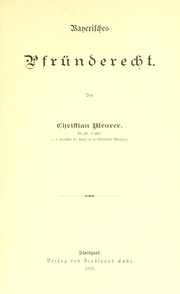 Cover of: Bayerisches Kirchenvermögensrecht by Christian Meurer