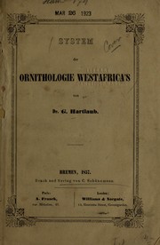 Cover of: System der Ornithologie Westafrica's by Gustav Hartlaub