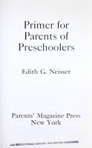 Cover of: Primer for parents of preschoolers