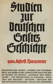 Cover of: Studien zur deutschen Geistesgeschichte by Baeumler, Alfred