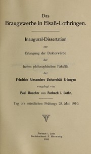 Cover of: Das Braugewerbe in Elsasz-Lothringen
