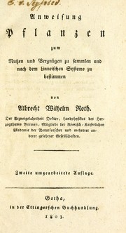 Cover of: Anweisung Pflanzen by Albrecht Wilhelm Roth